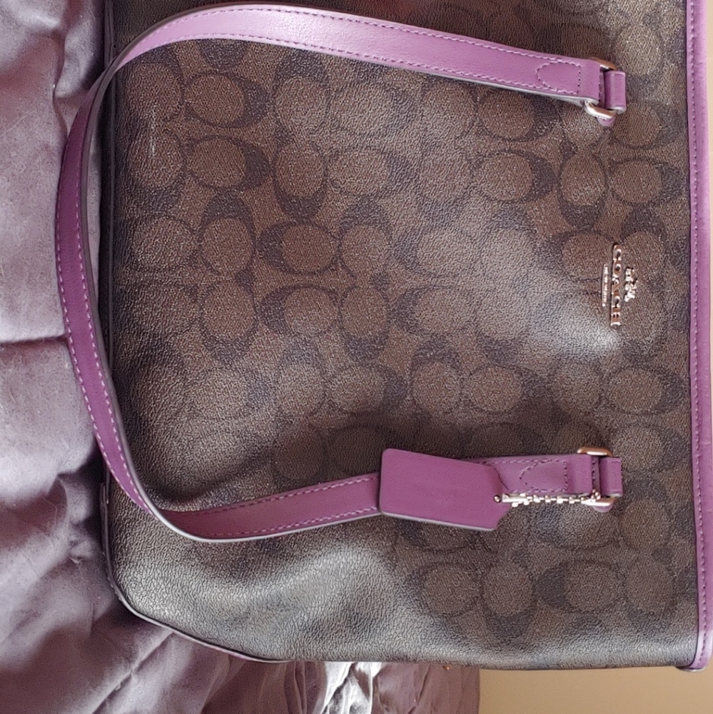 Coach zip top tote bag